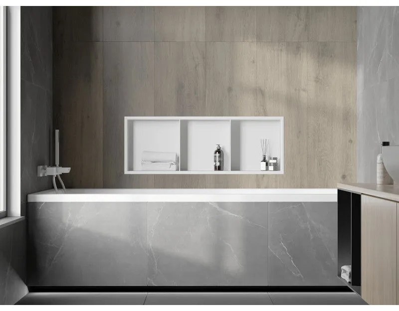 Mexen X-Wall-R, polička na zapustenie na obklad s golierom 90 x 30 cm, biela, 1920903010S