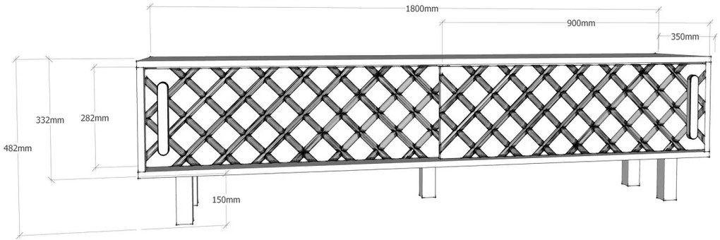 TV stolík ROB 180 cm biely/dub