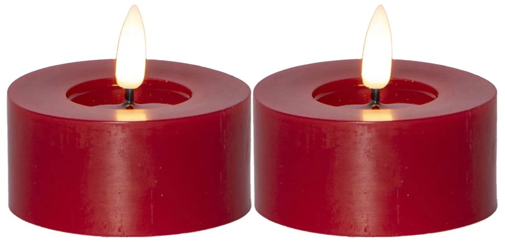 STAR TRADING Čajová LED sviečka Flamme Flow Red 7 cm – sada 2 ks
