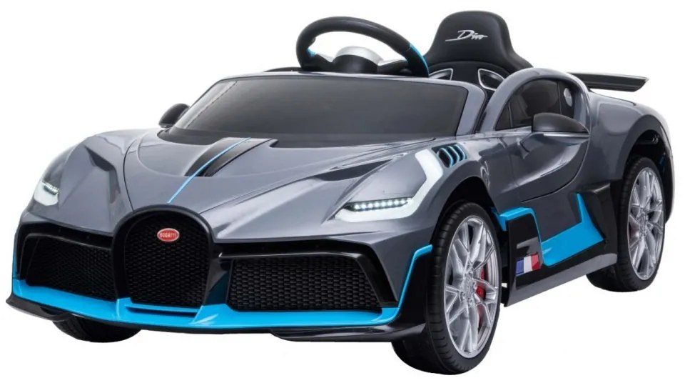 LEAN TOYS Elektrické autíčko Bugatti Divo - SIVÉ  - MOTOR 2x45W BATÉRIA 12V / 7Ah - 2023