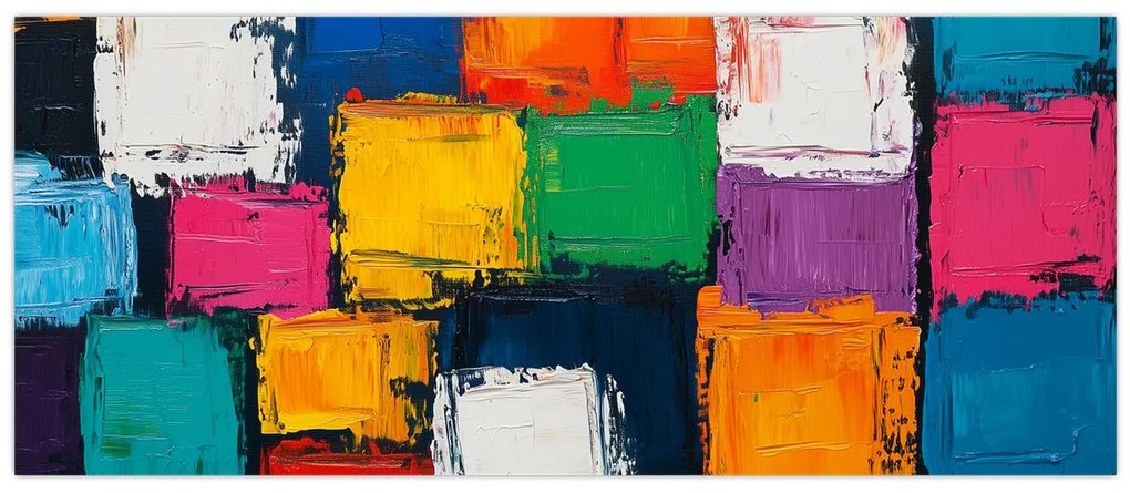 Obraz - Maľba farebných štvorcov (120x50 cm)