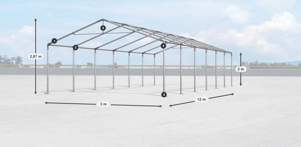 Bestent Skladová hala/ garáž 3x12x2m Comfort PE 240g
