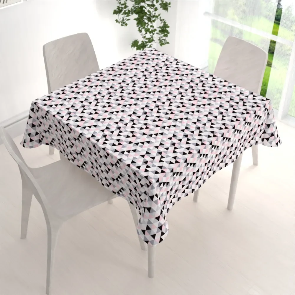 Biante Bavlnený štvorcový obrus Sandra SA-110 Ružovo-čierno-sivé trojuholníčky 120x120 cm