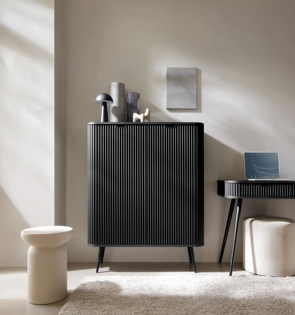 VYSOKÁ KOMODA BELLISSA ČIERNA + ČIERNE NOŽIČKY 103 cm