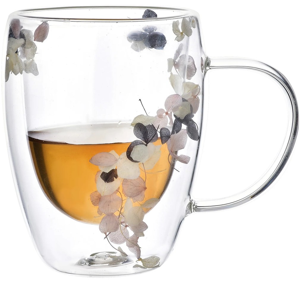 Skleněný hrnek PETER FLOWERS 320 ml čirý