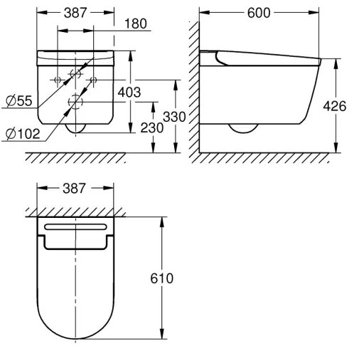GROHE 36507SH0 - Sprchové WC SENSIA 600 × 387 × 403 mm keramika/biela