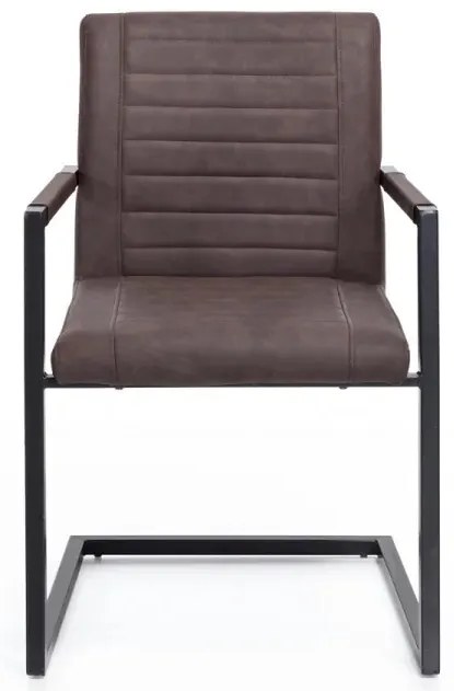 furniture-nabytek.cz - Sada 2 masivních židlí s područkami Picton, hnědá umělá kůže / kov