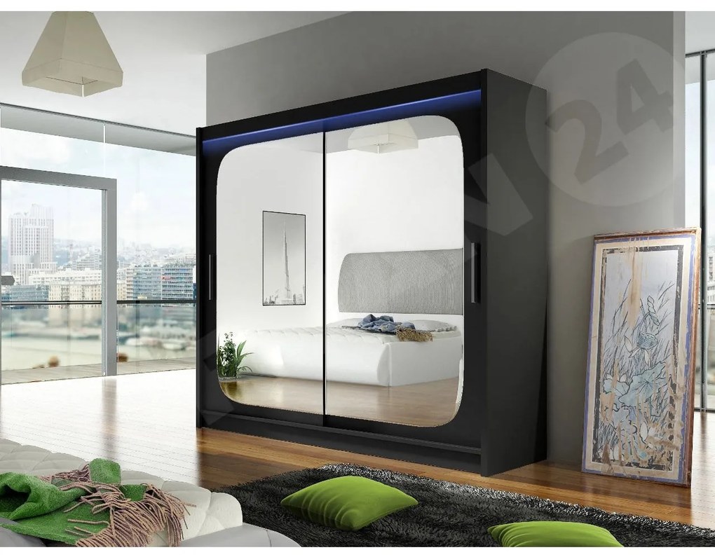 Skriňa London VIII, Farby: kašmír, Osvetlenie: osvetlenie LED RGB - farebné