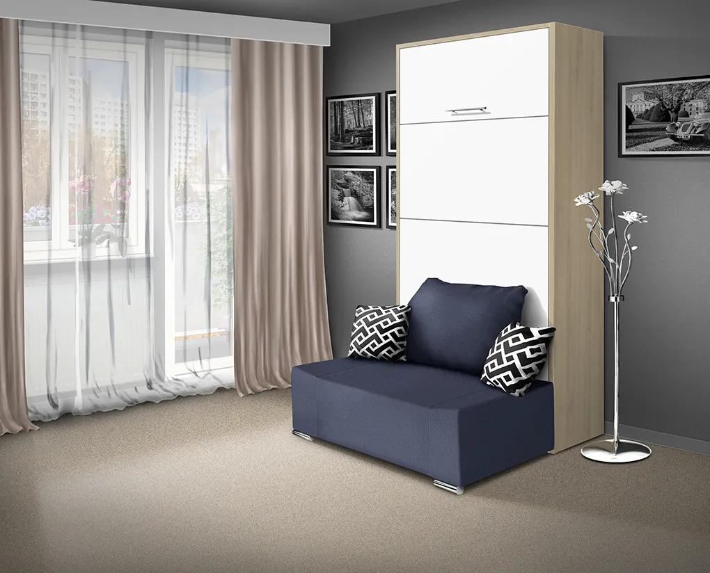 Nabytekmorava Sklápacia posteľ s pohovkou VS 21058P 200x90 farba pohovky: Hnedá, Typ farebného prevedenia: Agát / dvere biele