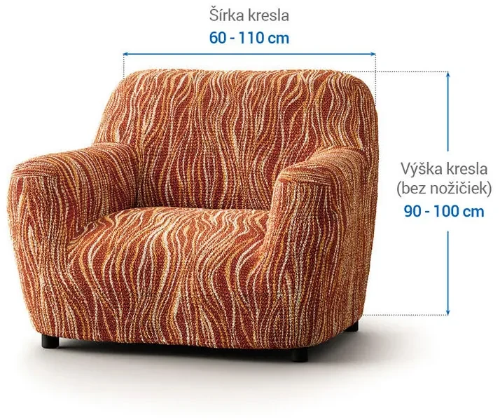 Bielastické poťahy UNIVERSO NOVÉ žíhané tehlové kreslo (š. 60 - 110 cm)