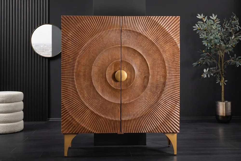 Dizajnová vysoká komoda Venetia 120 cm hnedé mango