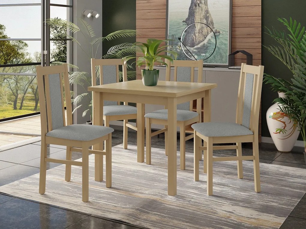 Stôl so 4 stoličkami - AL27, Morenie: biela - L, Poťahové látky: Hygge D20