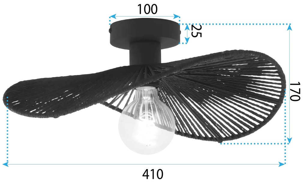 Toolight Toolight, stropné svietidlo 41cm, 1xE27, APP1832-1C, čierna, OSW-00631