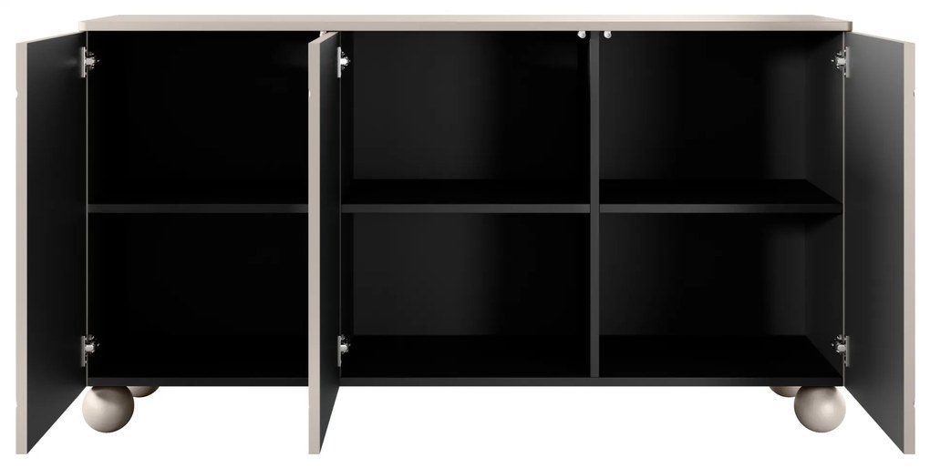 Komoda Sonatia II 150 cm trojdverová na guľatých nohách - kašmír