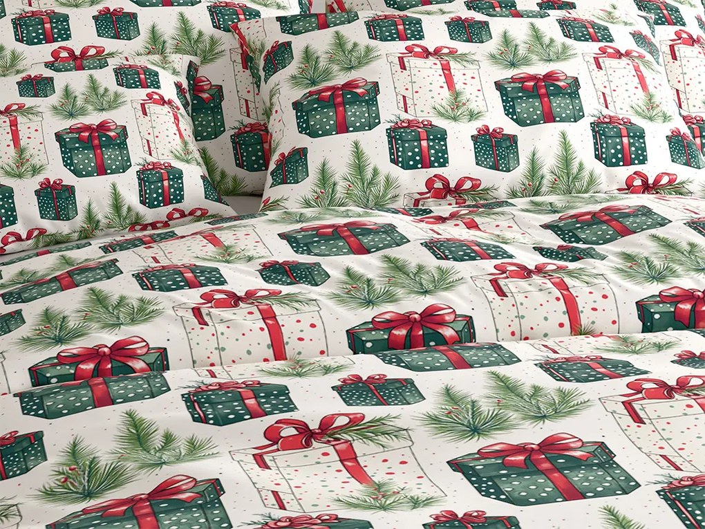 Bavlnené obliečky CHRISTMAS PRESENT krémové Rozmer obliečky: 70 x 90 cm | 140 x 220 cm