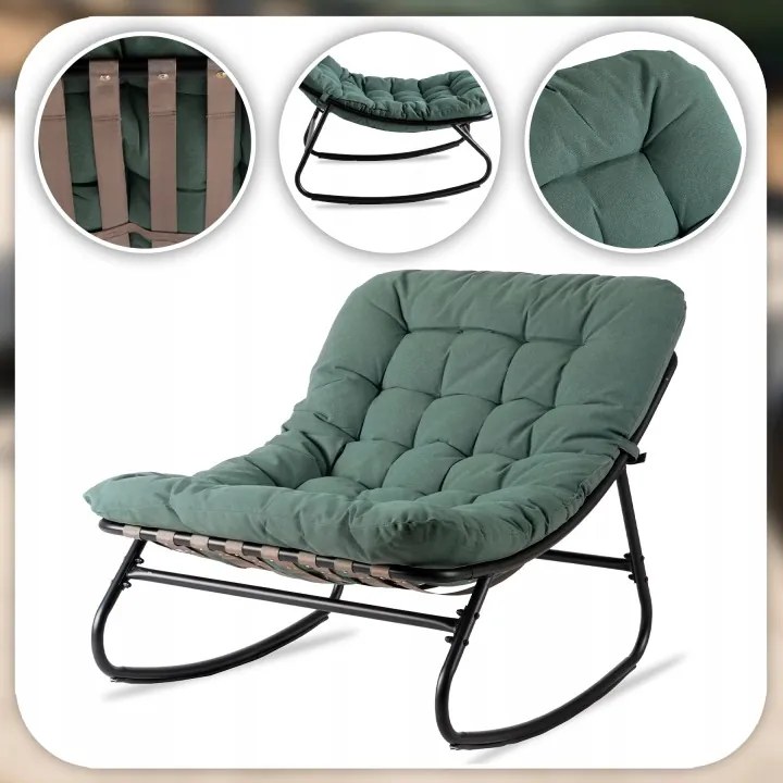 Hojdacie záhradné kreslo na terasu alebo do obývačky, zelené AURORA