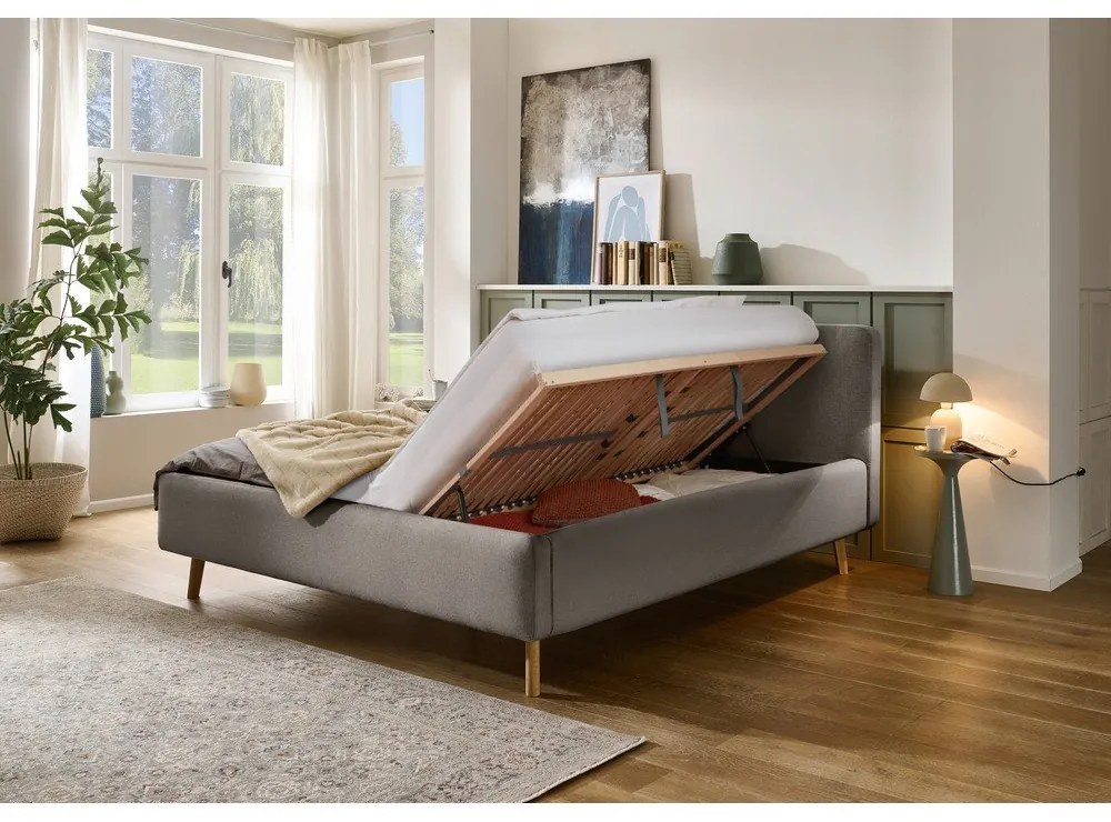 Svetlosivá čalúnená dvojlôžková posteľ bez roštu 140x200 cm Mattis – Meise Möbel