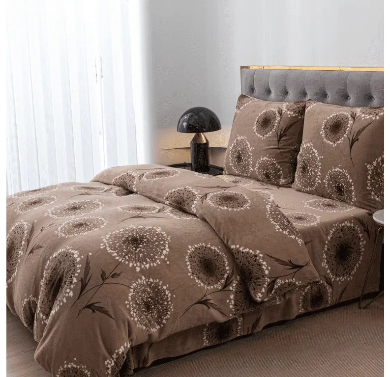 Sada 2ks mikroplyšových obliečok PAMPELINO svetlohnedé + plachta mikroplyš SOFT 180x200 cm biela, dvojlôžko