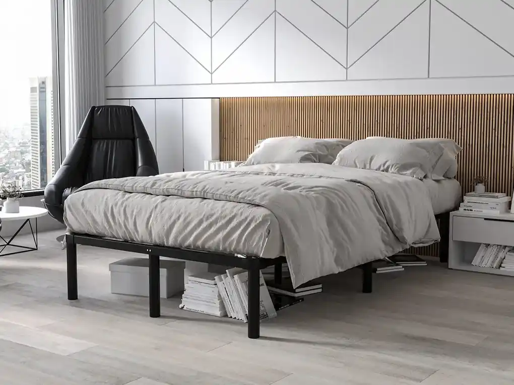 Manželská kovová posteľ s roštom Izaur I, Rozmer postele: 120x200, Farby:  čierna | BIANO