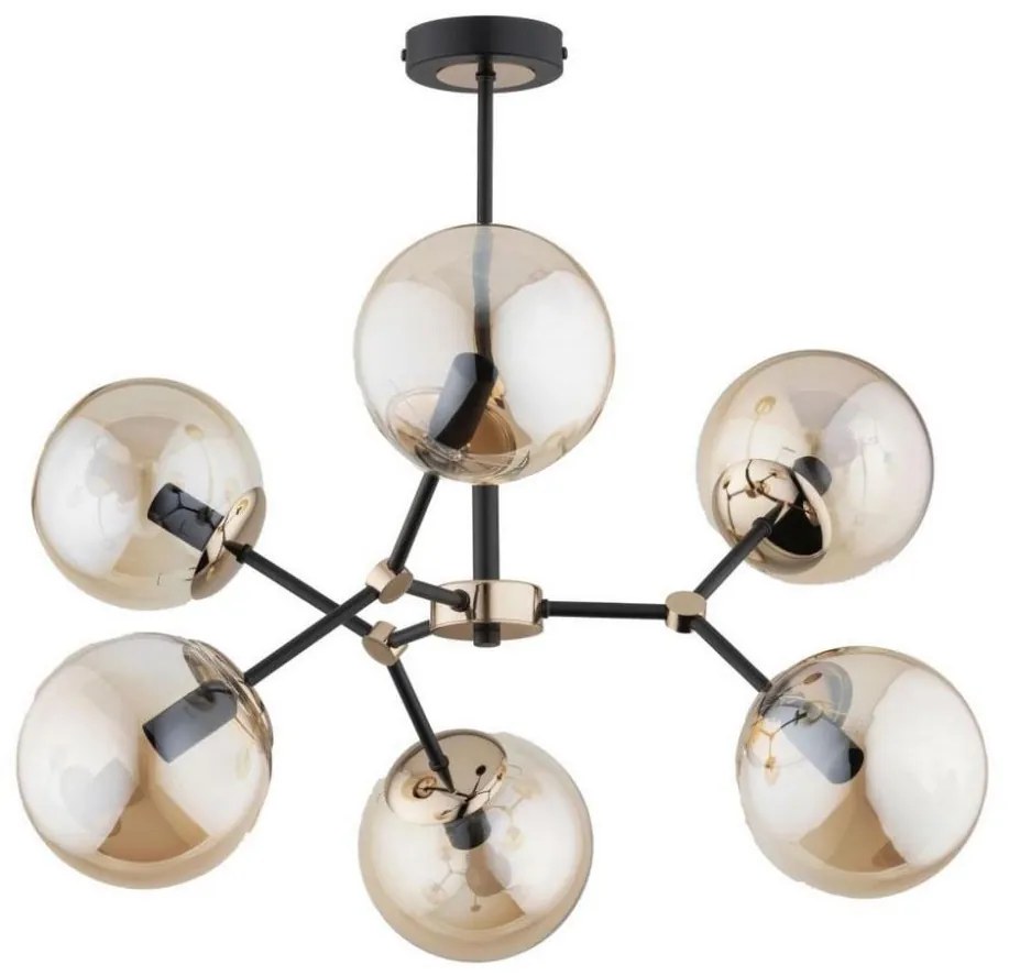 Luster na tyči FOTON  6xE14/40W/230V čierna/béžová