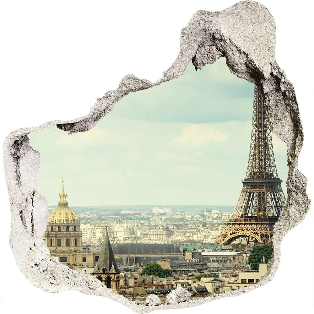 Nálepka 3D diera na stenu Eiffelova veža v paríži nd-p-120415657