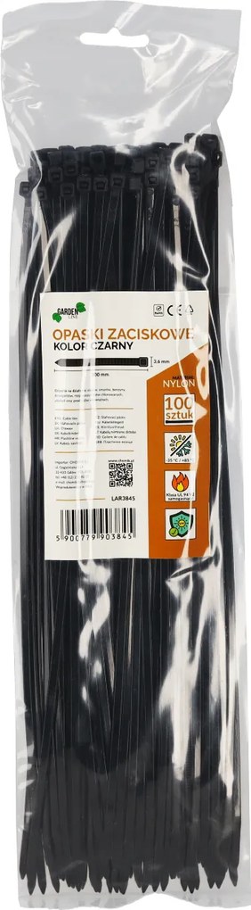 SADA 100 SVORIEK 3,6 x 300 MM ČIERNA balenie = 10 sád *3845