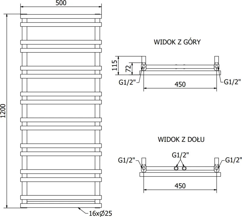 Mexen Saturn vykurovacie teleso 1200 x 500 mm, 409 W, biela, W108-1200-500-00-20
