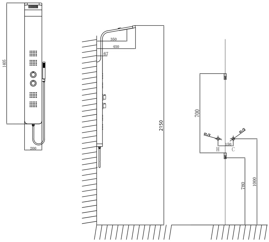 Sapho Sapho, PRESTIGE sprchový panel s termostat. batériou 200x1400 mm, nerez, WN337