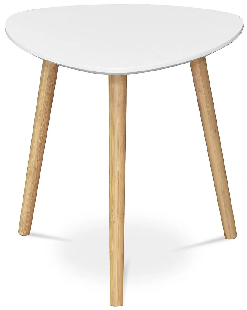 Autronic - Stůl konferenční 40x40x40 cm, MDF bílá deska, nohy bambus přírodní odstín - AF-1132 WT AKCE