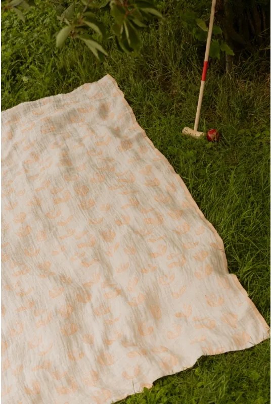 Ľanová deka / obrus Kesäkukka 145x180, ľan-škoricová