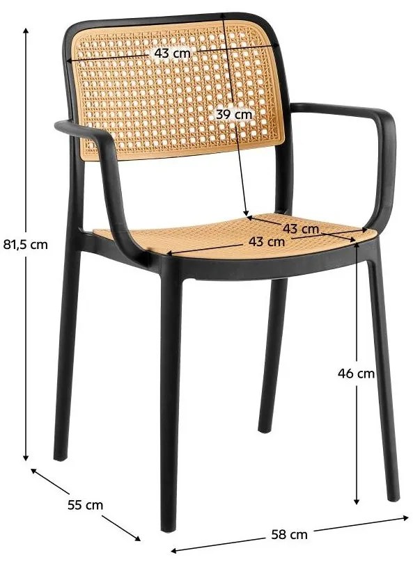 Tempo Kondela Stohovateľná stolička, čierna/béžová, RAVID TYP 2