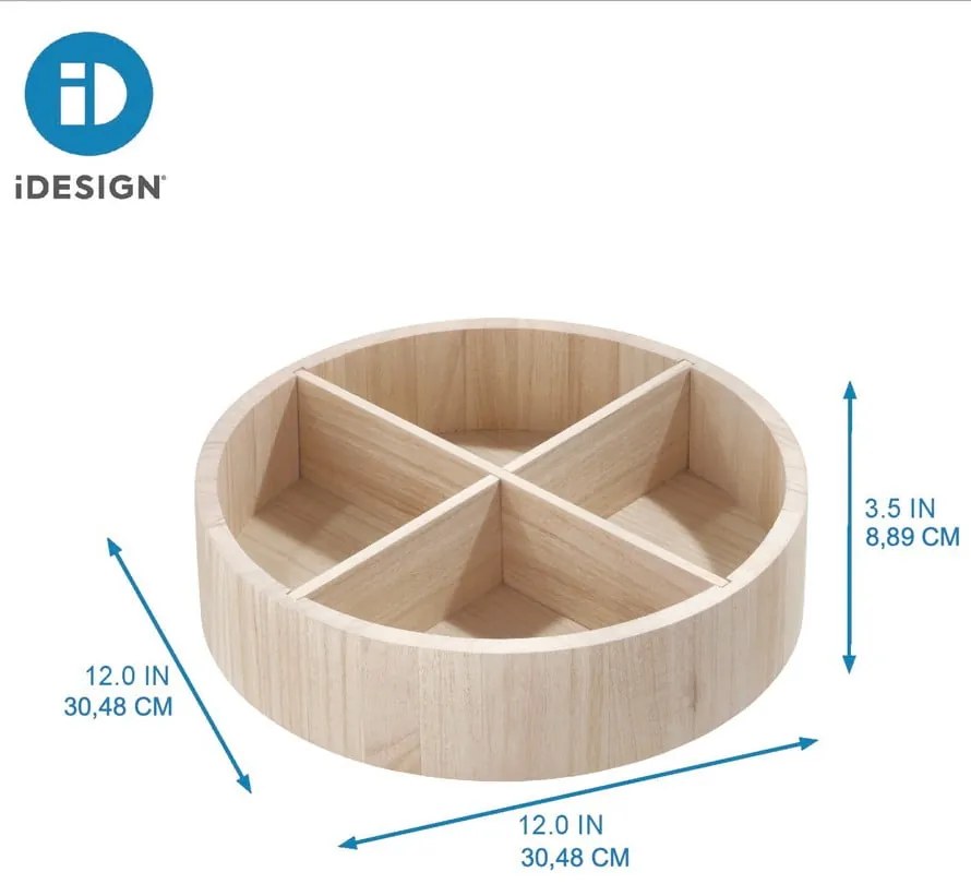 Otočný drevený organizér na koreničky Merry-go-round – iDesign/The Home Edit