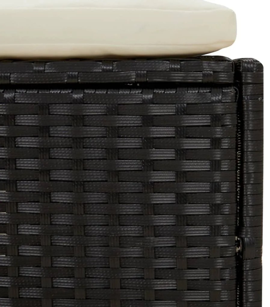 Záhradné taburetky s podložkami 2 ks čierne polyratan