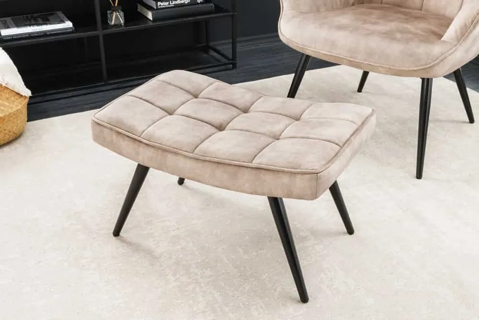 Moderný taburet Malmö zamat šampanská béžová 60cm