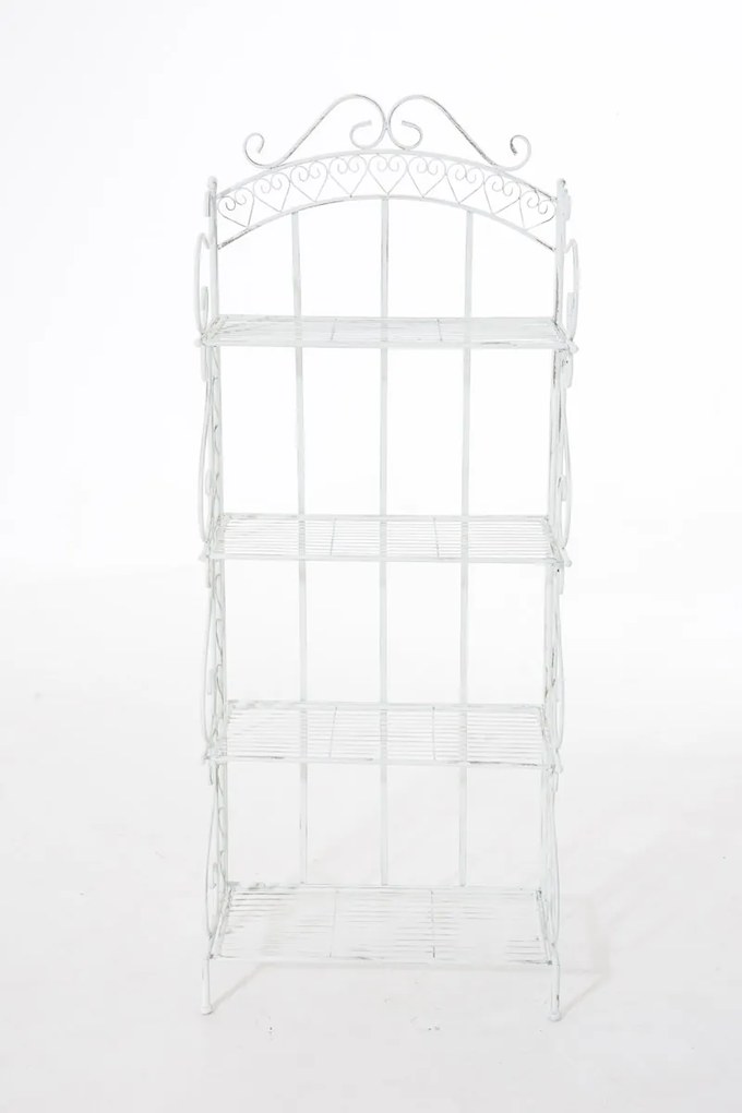 Kovová polica regál Anja - Biela antik