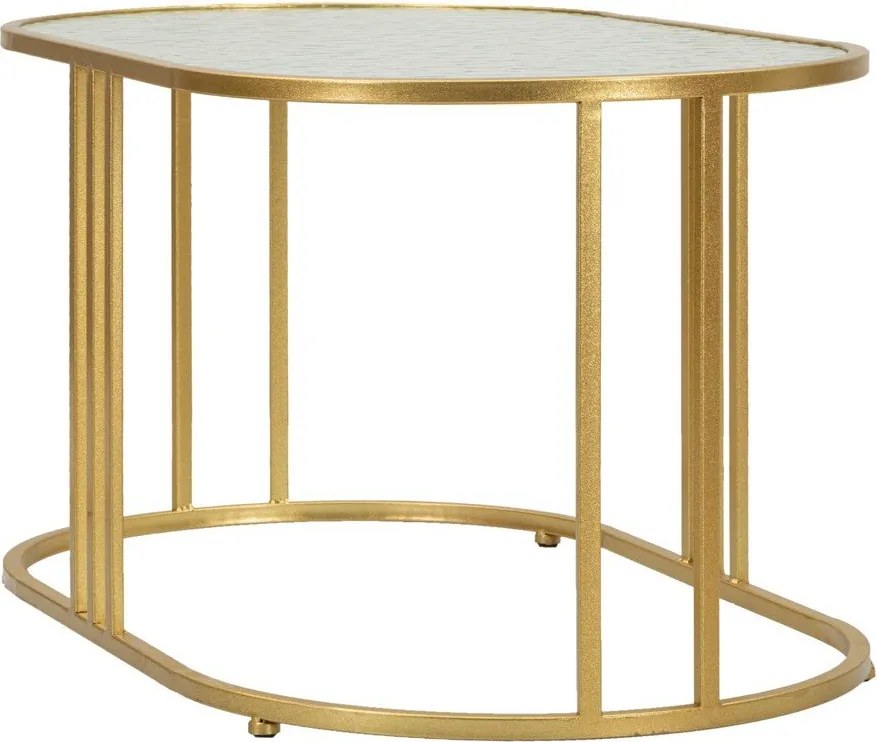 Biely/v zlatej farbe konferenčný stolík so sklenenou doskou 50x90 cm Antalia – Mauro Ferretti