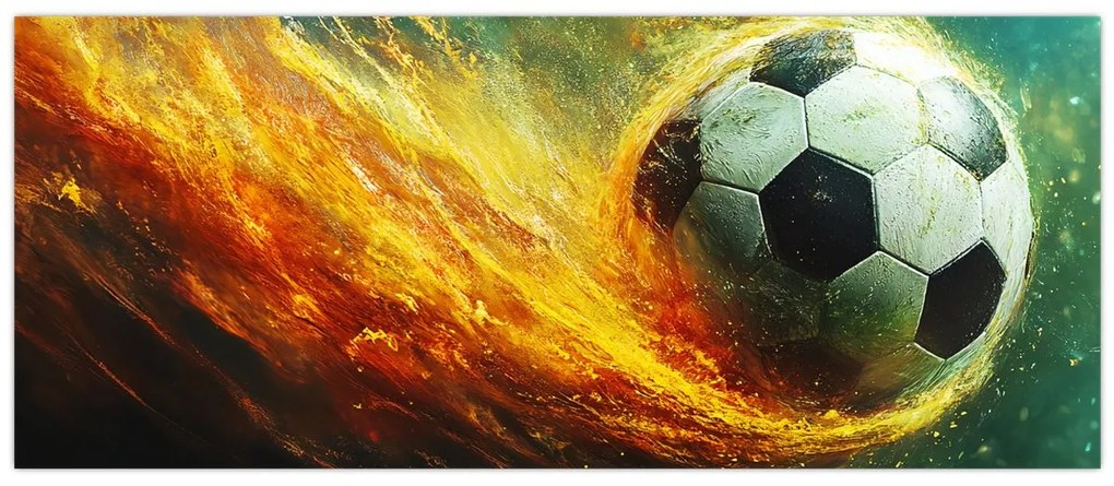 Obraz - Futbalová lopta v lete (120x50 cm)