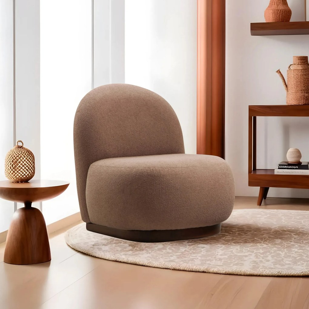 Dizajnové kreslo Bouclé cappuccino - TINA