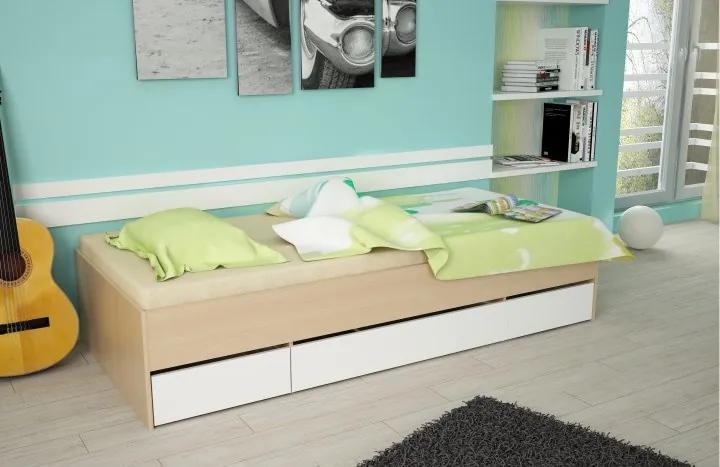 Jednolôžková posteľ Matiasi Farba: Dub sonoma + biela