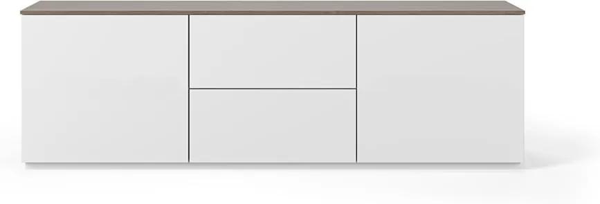 Biely matný televízny stolík s hnedou doskou TemaHome Join, 180 × 57 cm