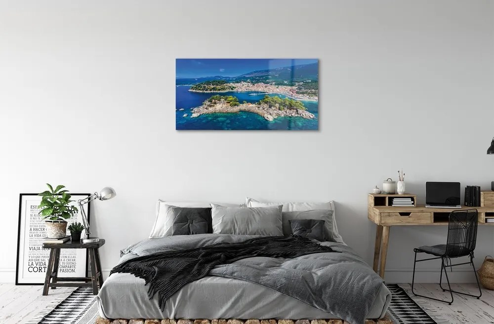 Sklenený obraz Grécko Panorama more mesto 120x60 cm