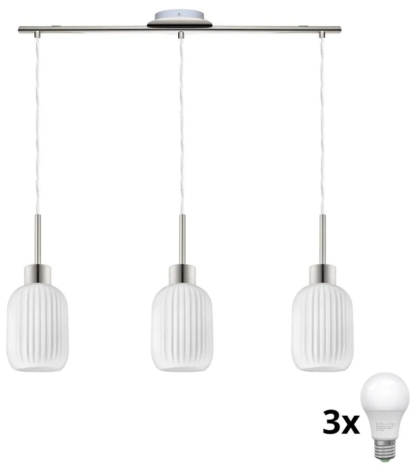 LED luster na lanku HARMA 3xE27/60W/230V matný chróm/biela