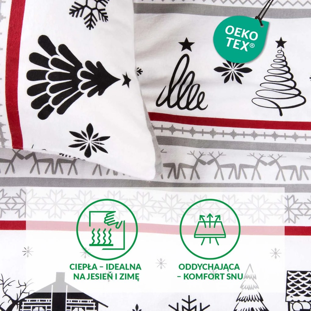 VIANOČNÉ FLANELOVÉ OBLIEČKY FLANELOVE 180X200 CM, 2KS 70X80 CM VZOROVANÉ