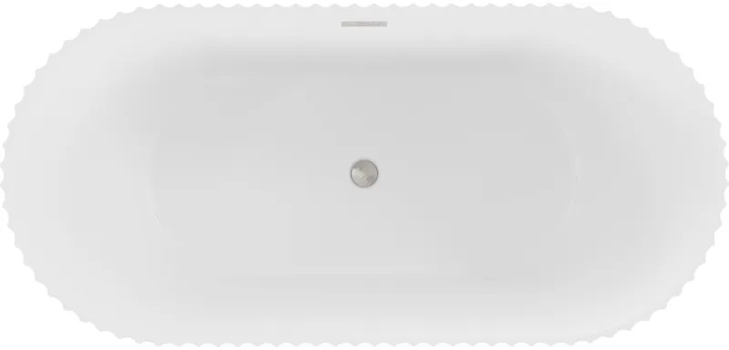 Mexen Paola, voľne stojaca vaňa, drážkovaná, 150 x 75 cm, biela matná, brúsená oceľ, 52721507501-97