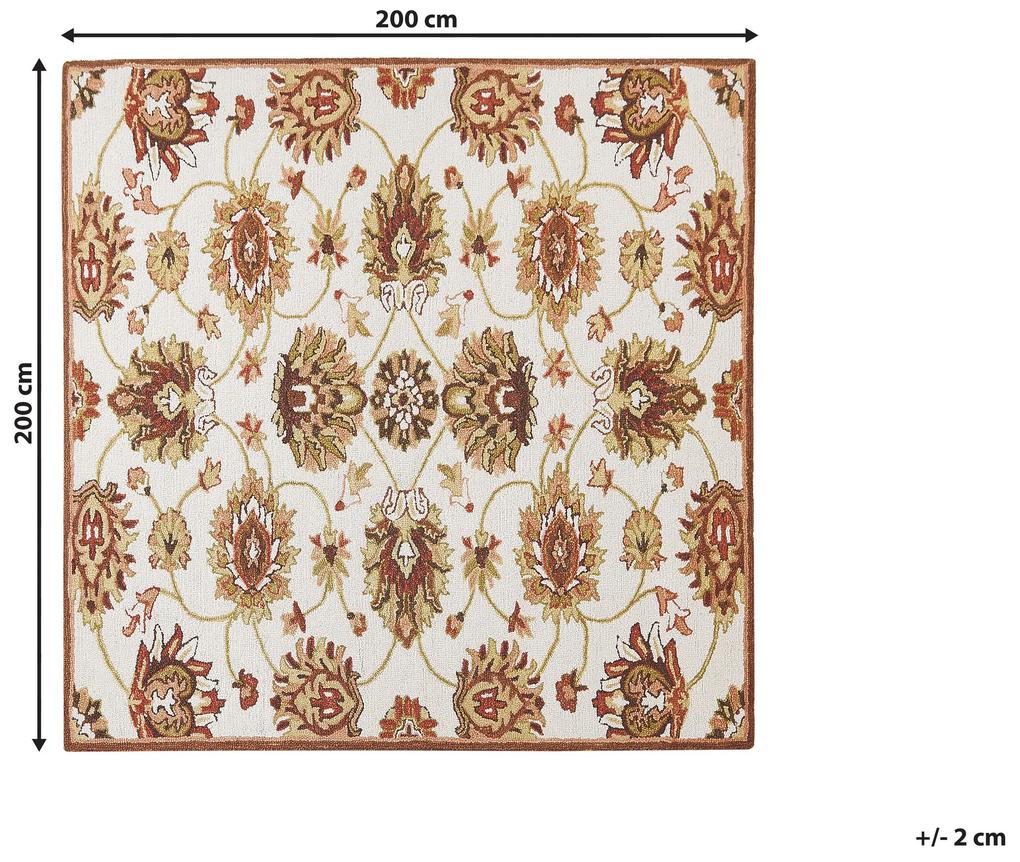Vlnený koberec 200 x 200 cm béžová/hnedá EZINE Beliani