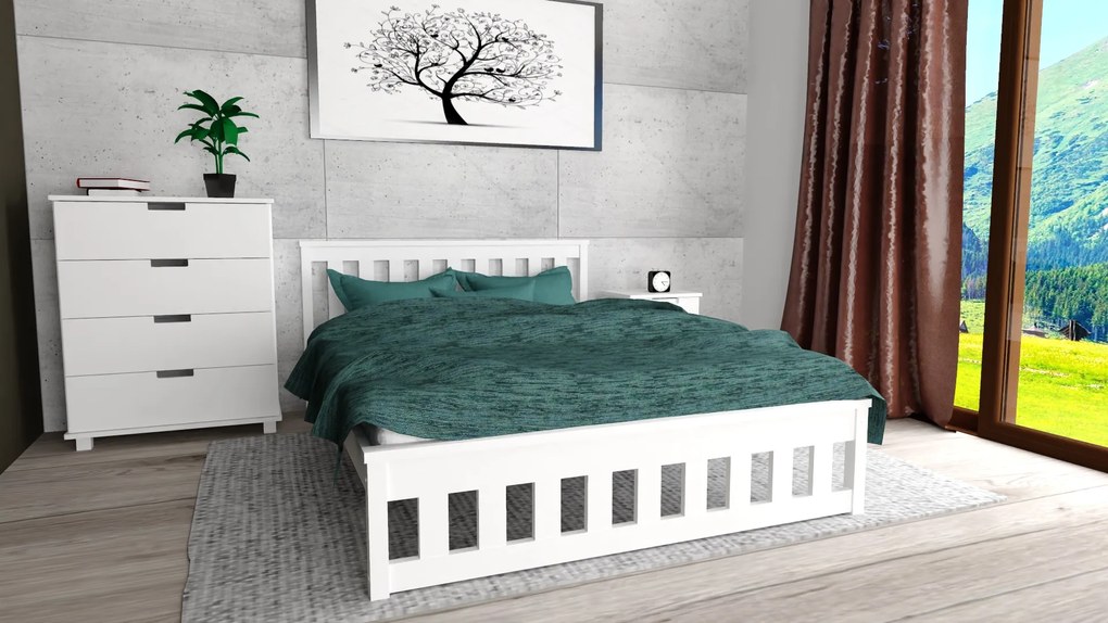 Posteľ MAICA 90 x 200 cm, biela Rošt: S lamelovým roštom, Matrac: Matrac Deluxe 10 cm