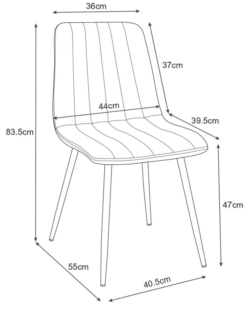 Prošívaná čalouněná sametová židle Demia šedá