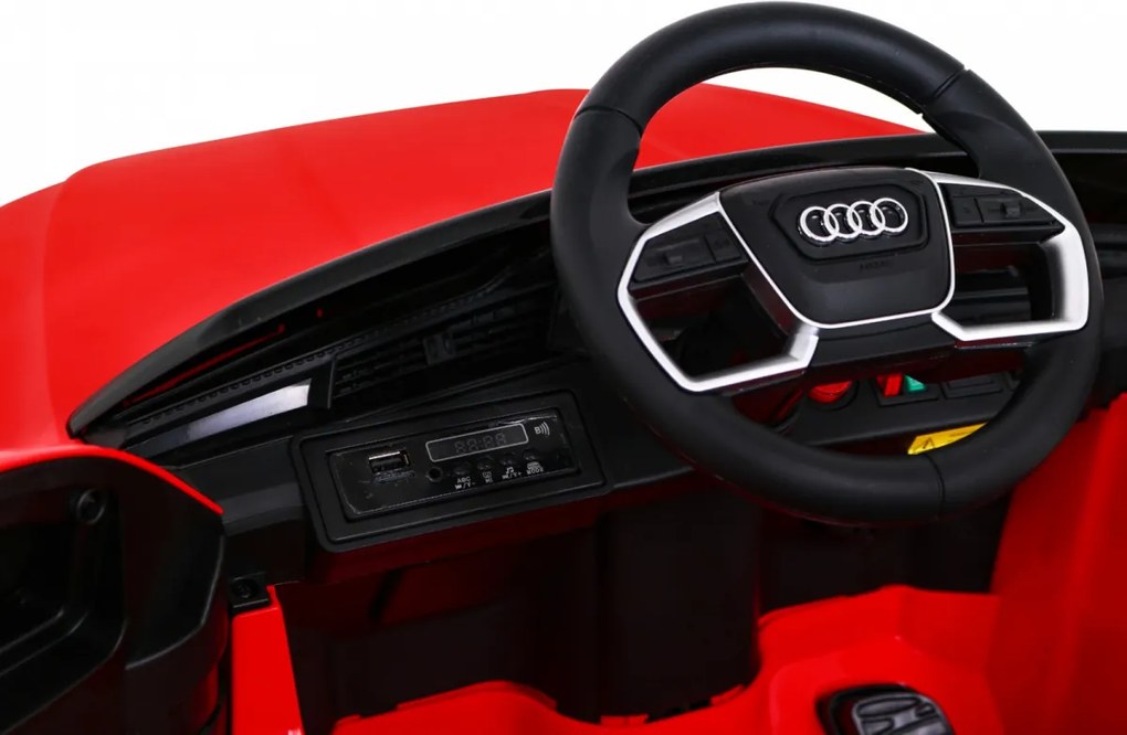 Ramiz Audi E-Tron Sportback pre deti červené + na diaľkové ovládanie + pohon 4x4 + pomalý štart + rádio MP3 + LED