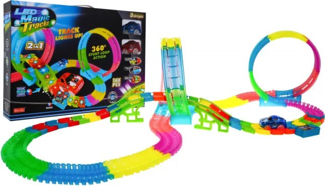 Svietiaca pretekárska dráha 166 dielikov + 2 LED autá