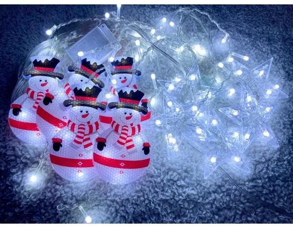 Grugen Svetelný záves 95LED snehuliak s hviezdičkami 2,5 m